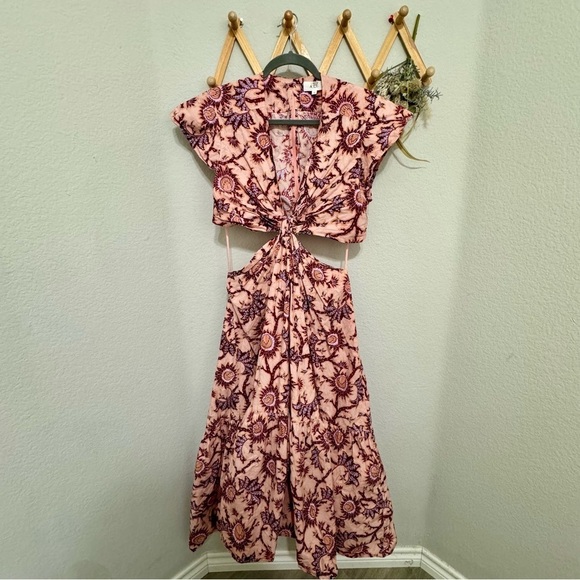 A.L.C. Alexandria Cutout Waist Maxi Dress in Pink Floral Print Size 14 - Picture 6 of 12